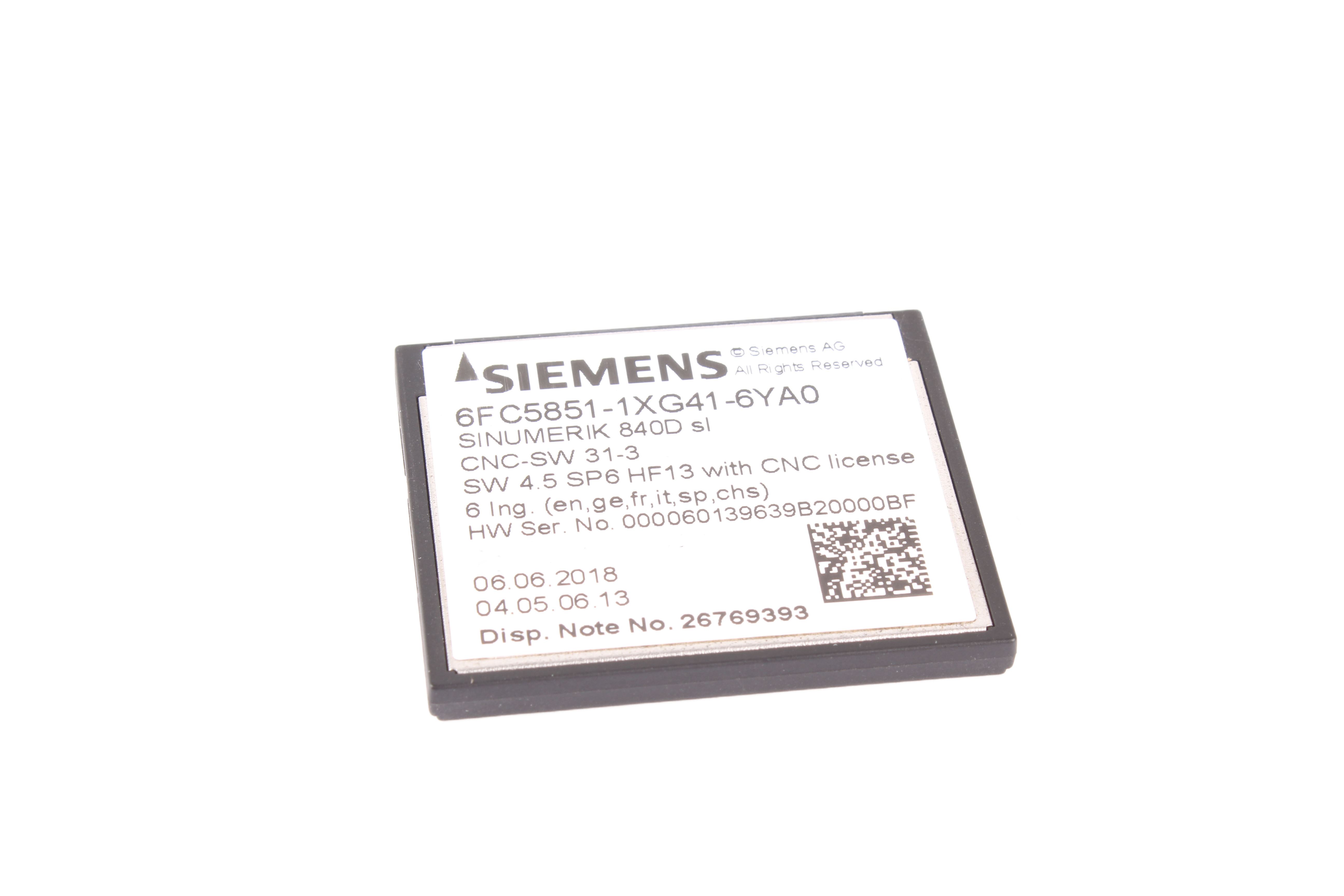 SIEMENS 6FC5851-1XG41-6YA0 SINUMERIK 840D SL 