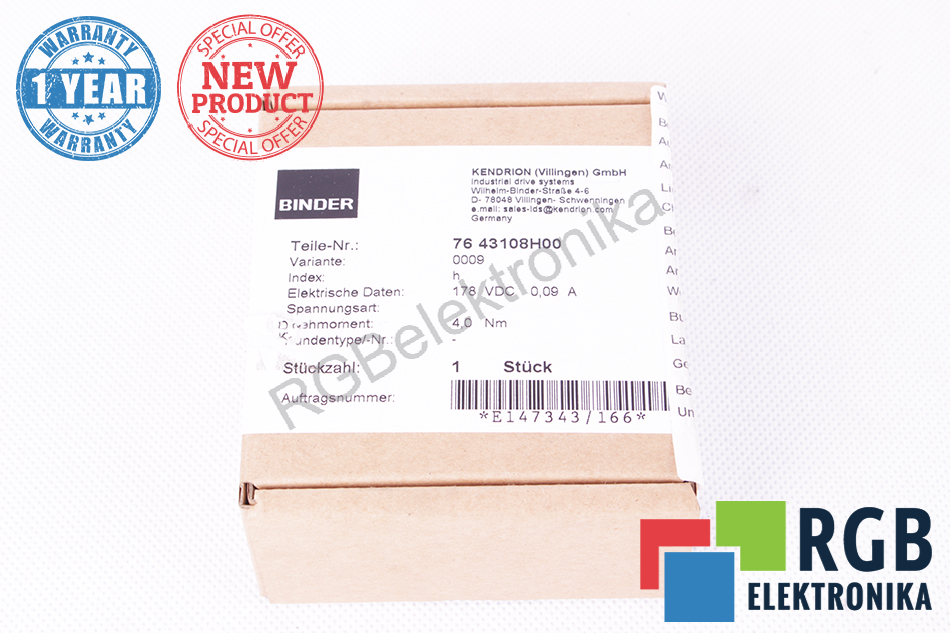 NOWY HAMULEC 7643108H00 178VDC 0.09A BINDER