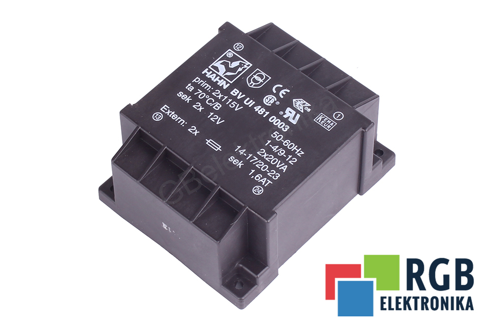 BVUI4810003 PRI 2X115V SEC X12V HAHN TRANSFORMER 