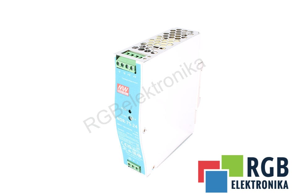 MEAN WELL NDR-75-24 BLOC DALIMENTATION 1 -F MONTAŻ NA SZYNIE DIN 75W 24 V DC 3.2A 90...264 V AC 