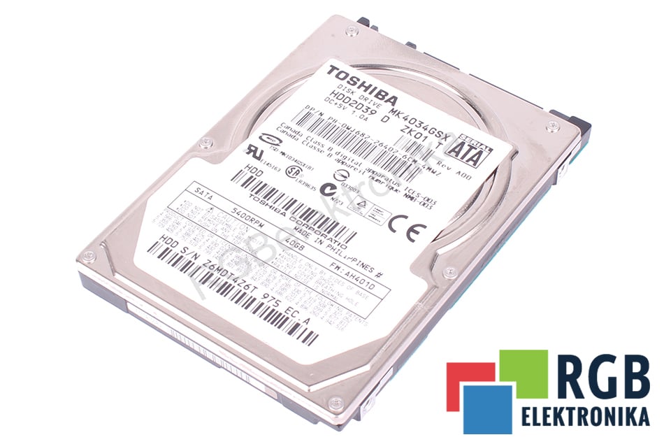 TOSHIBA MK4034GSX HDD2D39 HDD2D39 SATA 2.5" HDD 40GB HDD SATA 2.5" HDD 40 GB 