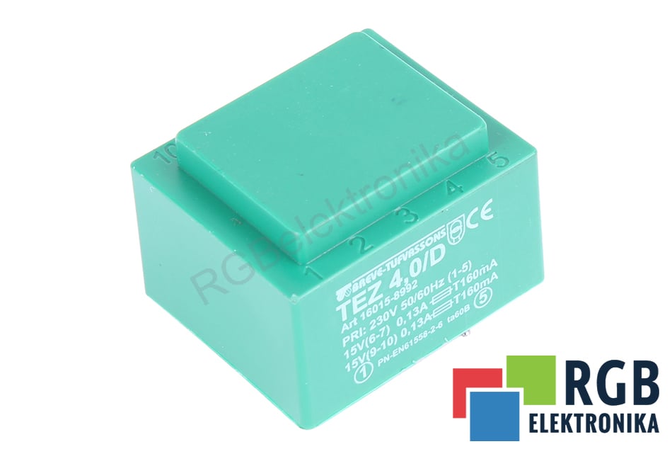 TEZ4.0/D PRI 230V SEC 15V BREVE-TUFVASSONS TRANSFORMATOR