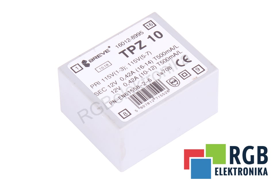 TPZ10 PRI 115V SEC 12V BREVE-TUFVASSONS TRANSFORMATOR