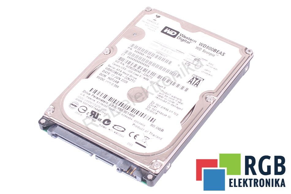 WESTERN DIGITAL WD800BEAS-22KZT0 WD SCORPIO WD800BEAS WD SCORPIO WD800BEAS ATA 2.5" HDD 80GB HDD ATA 2.5" HDD 80 GB 