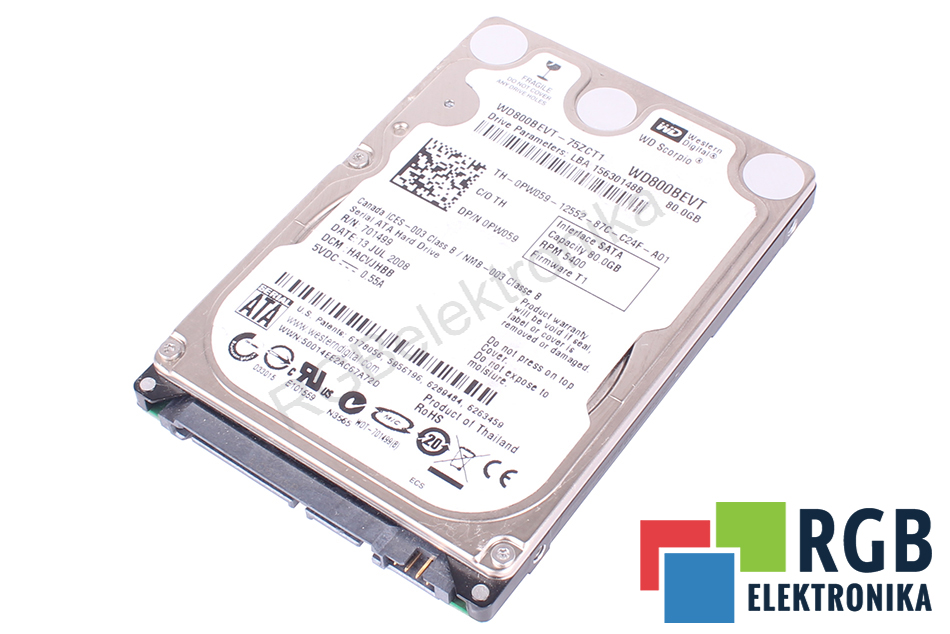 WESTERN DIGITAL WD800BEVT-75ZCT1 WD800BEVT WD SCORPIO WD800BEVT WD SCORPIO SATA 2.5" HDD 80GB HDD DISK SATA 2.5" HDD 80 GB 