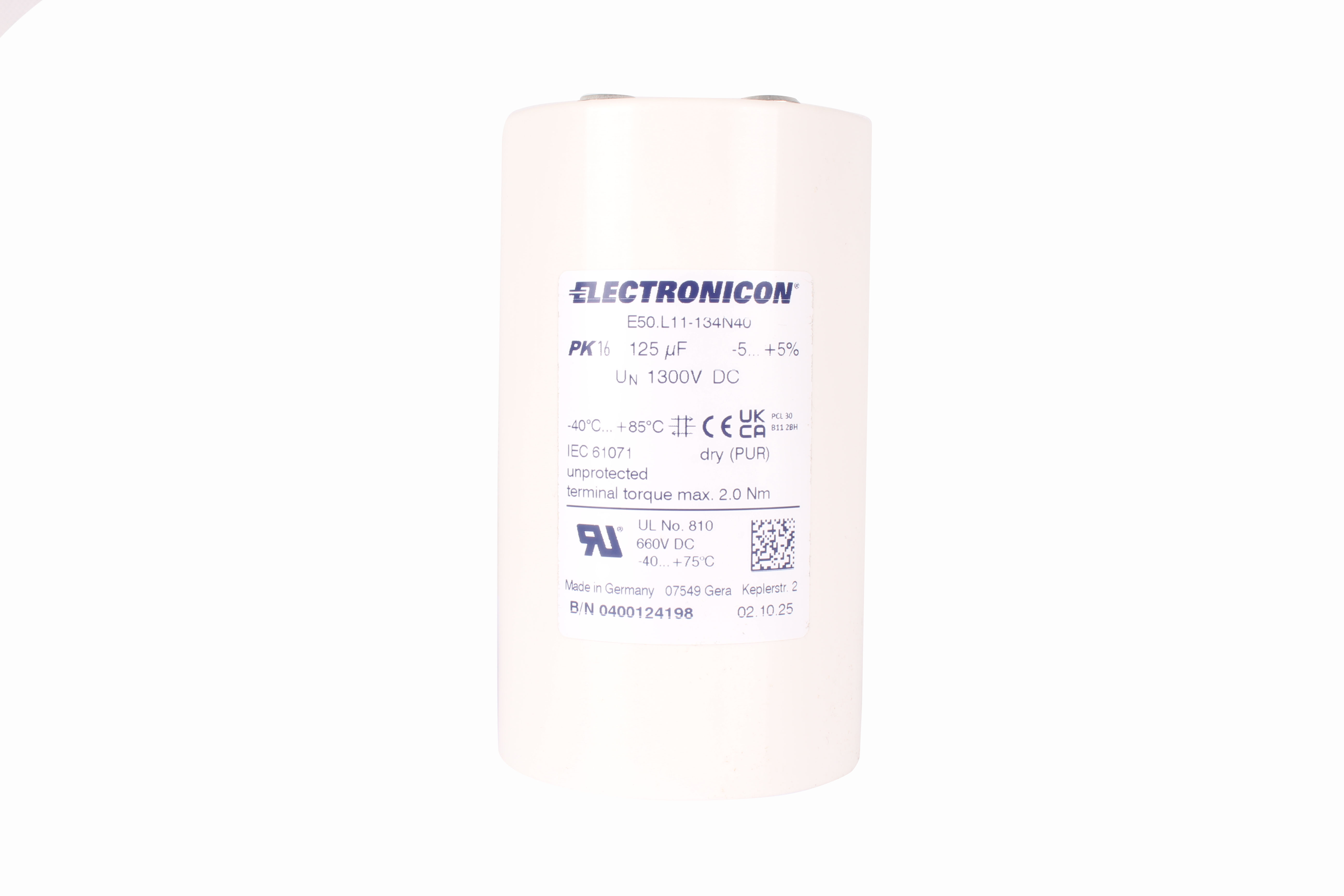 ELECTRONICON E50.L11-134N40 KONDENSATOR 1300V 125 UF 67 MM 114 MM 2 