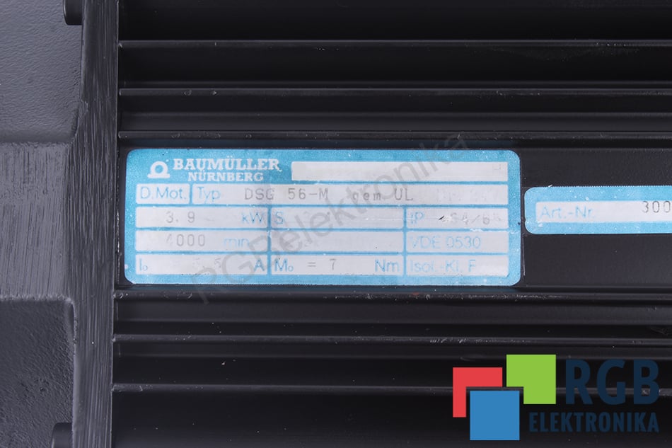 BAUMÜLLER DSG56-M 3.9KW 4000OBR/MIN 5.5A SERVOMOTOR 3.9 KW 4000 OBR/MIN 5.5A 7 NM 