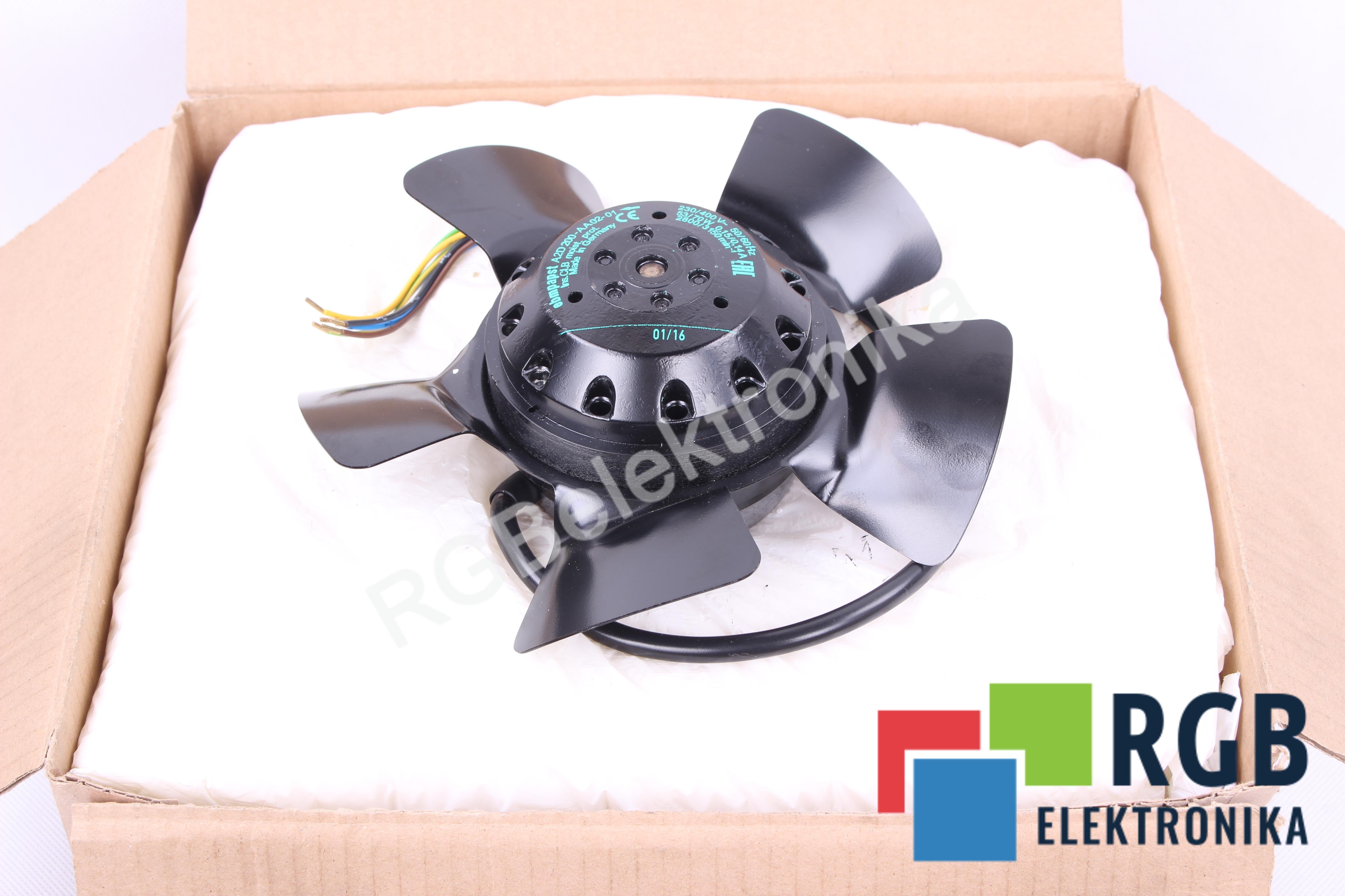 NOWY WENTYLATOR A2D200-AA2-01 200X80MM 230/400VAC 53/70W 0.15/0.14A 2800/3150MIN-1 EBMPAPST