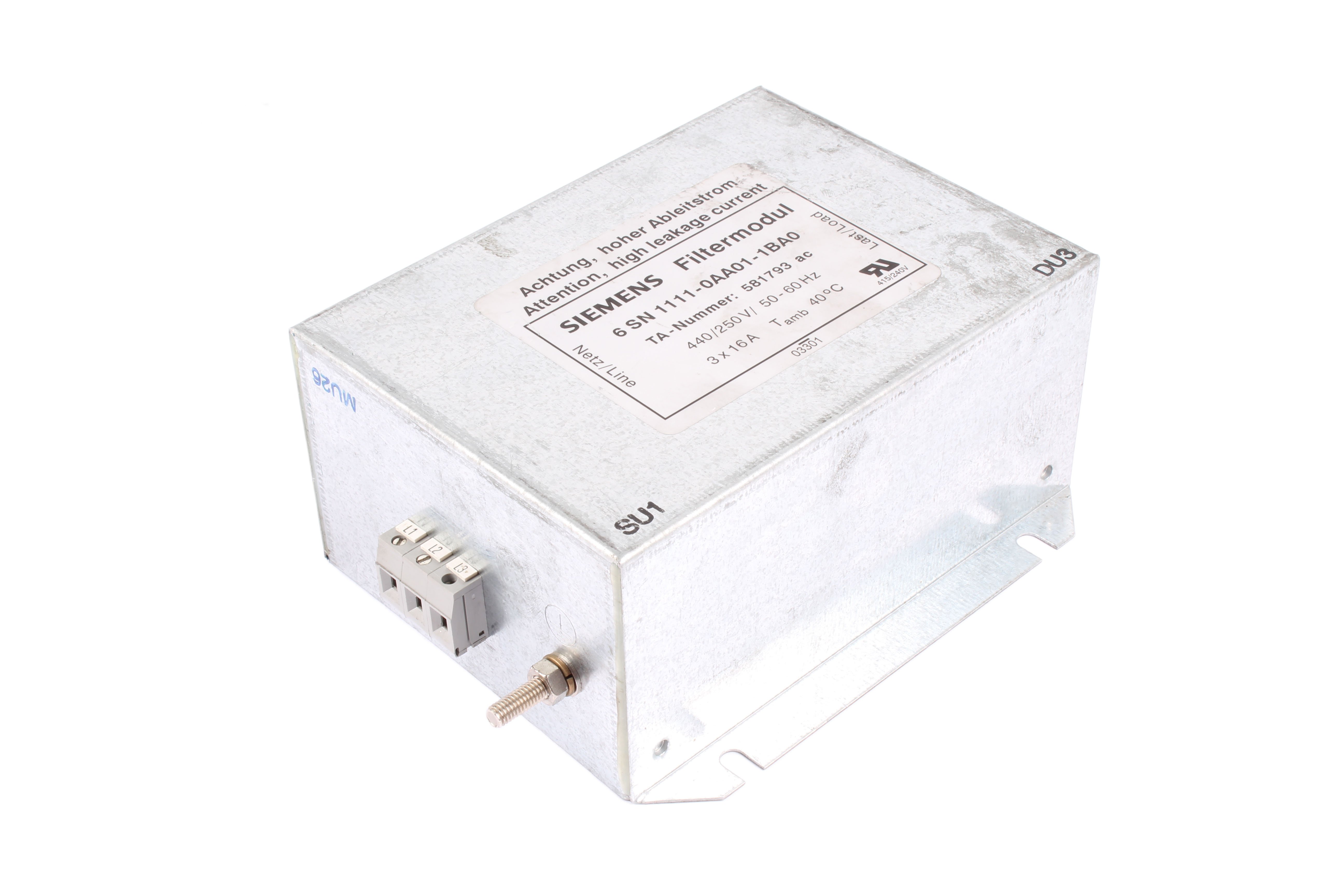 6SN1111-0AA01-1BA0 440/250V/50-60HZ 3X16A FILTERMODUL SIEMENS