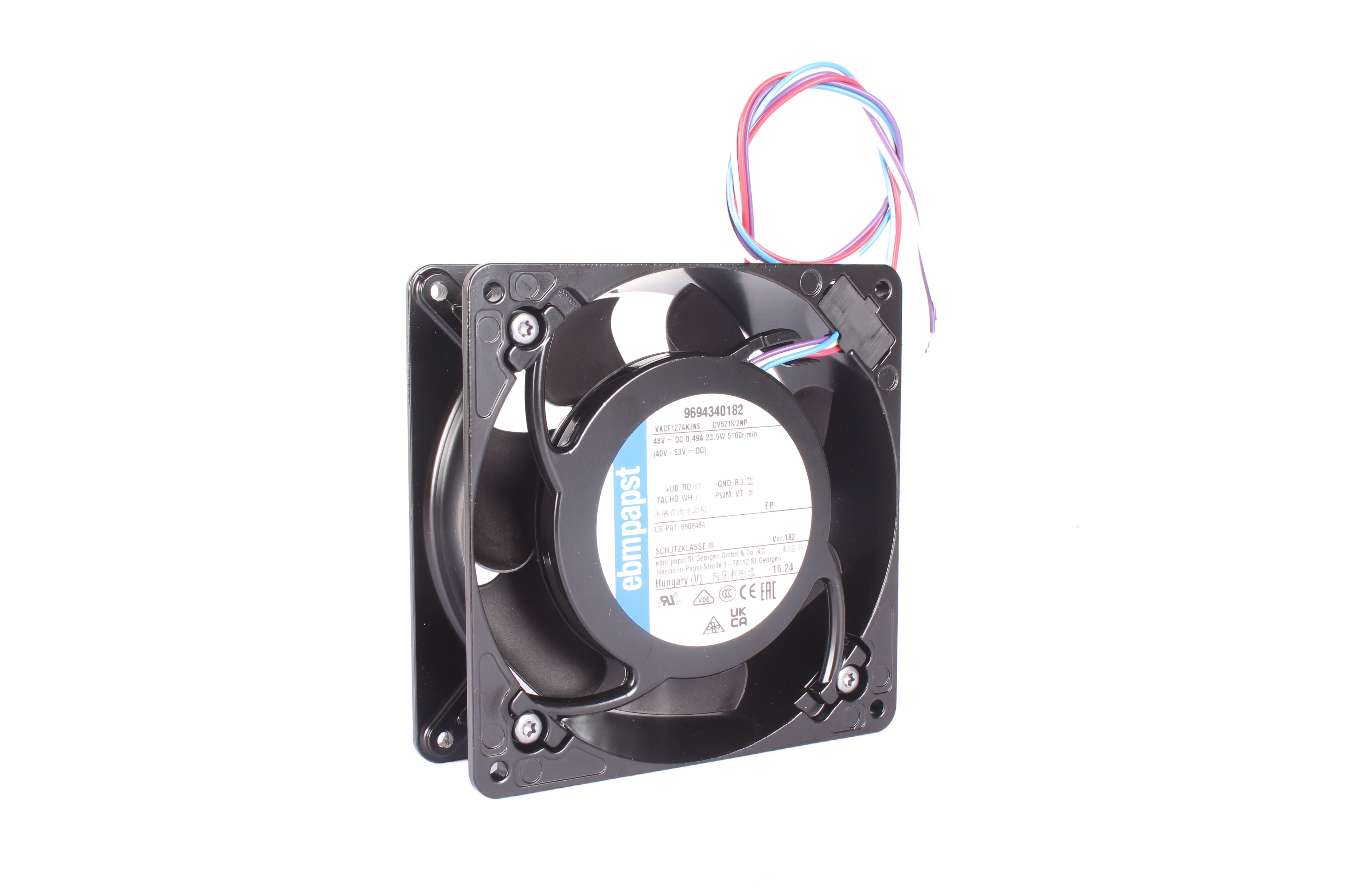 EBM PAPST DV5218/2NP-182 9694340182 23.5W 127X127X38MM VENTILATEUR AXIAL 48V 0.49A 127 MM 38 MM 127 MM 