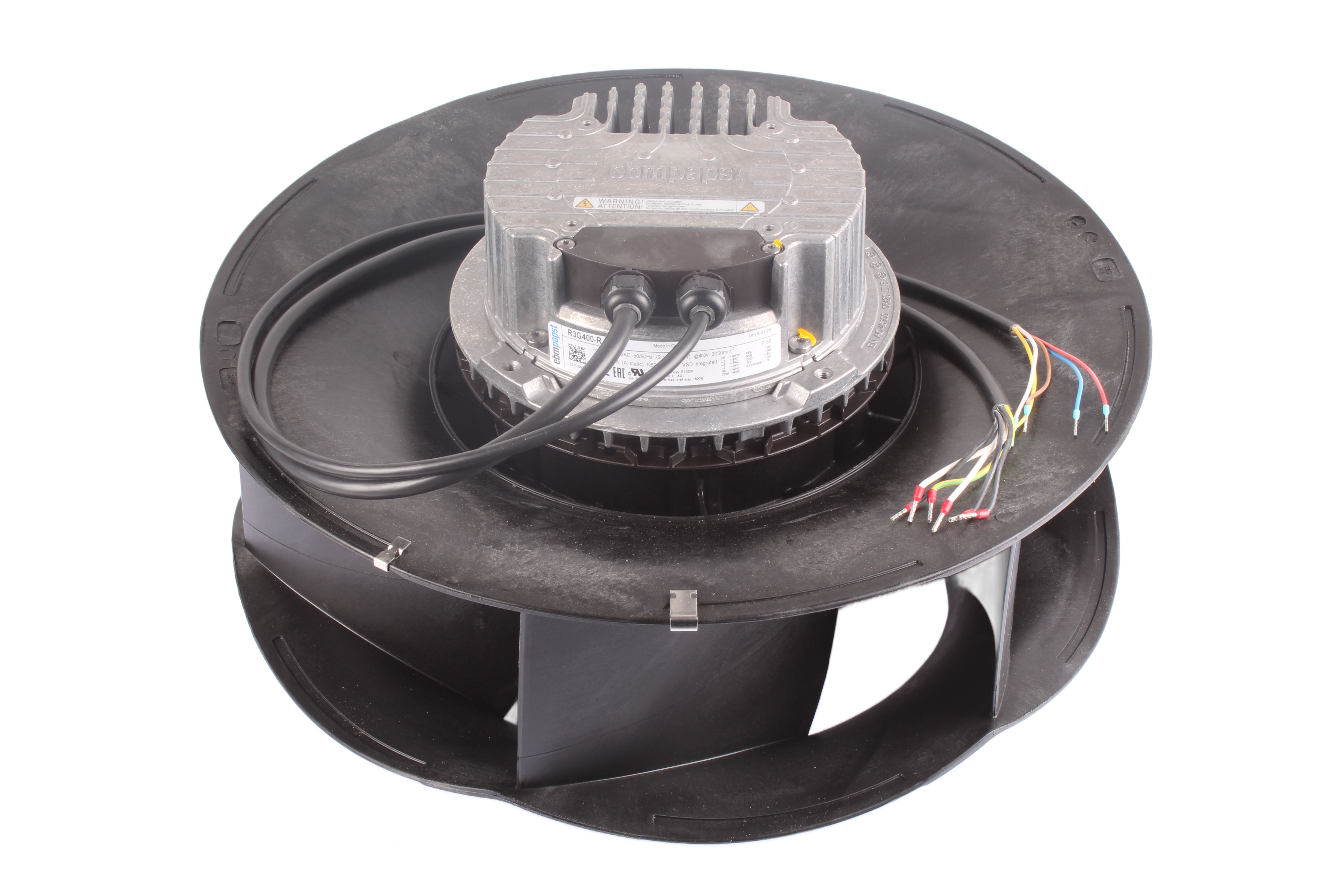 EBM PAPST R3G400-RJ75-01 CENTRIFUGAL FAN 480V 1.32 KW 2.1A 400 MM 30 MM 400 MM 