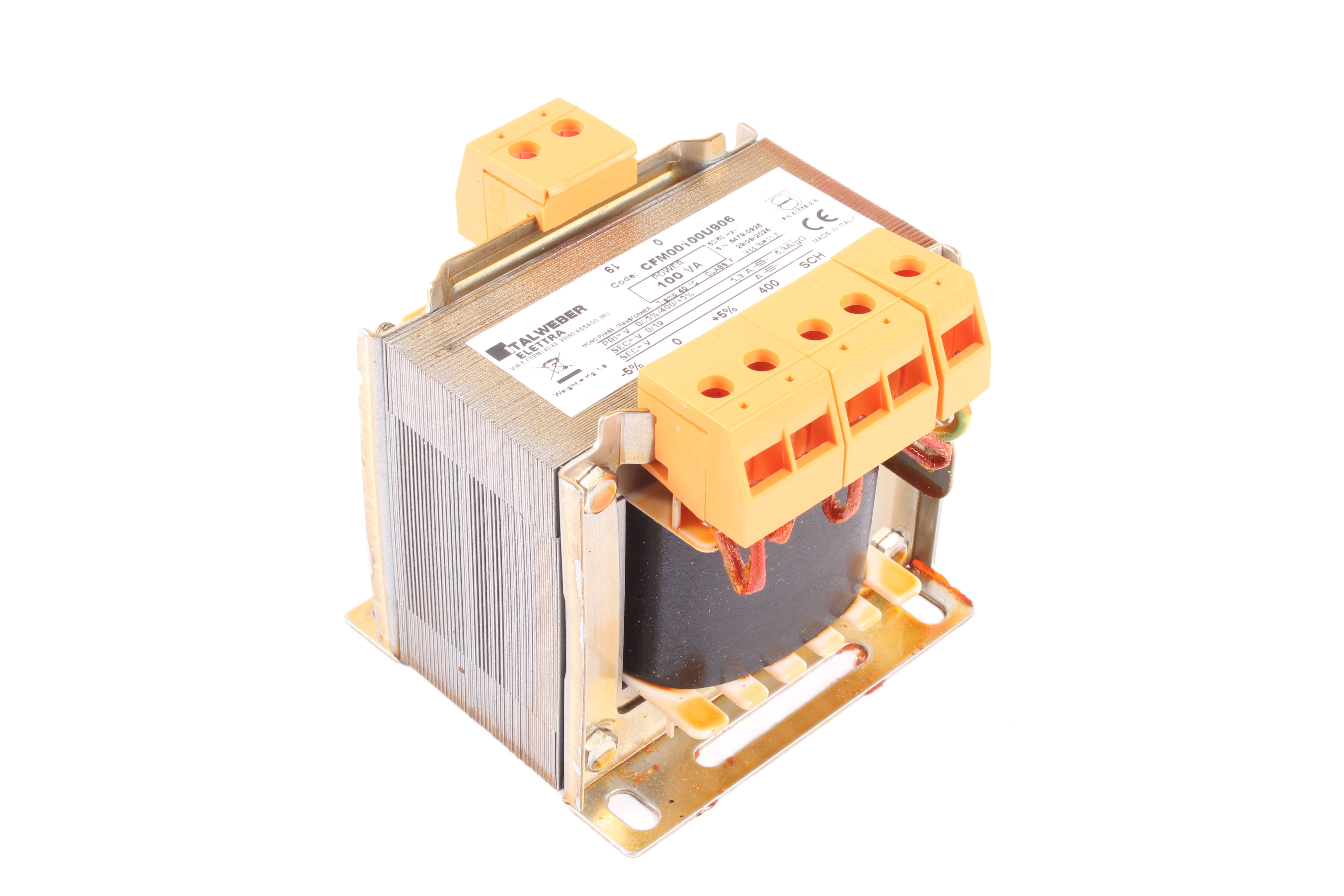 ITALWEBER ELETTRA CFM00100U906 100VA 5.3A TRANSFORMATOR 0/400V 0/19V 