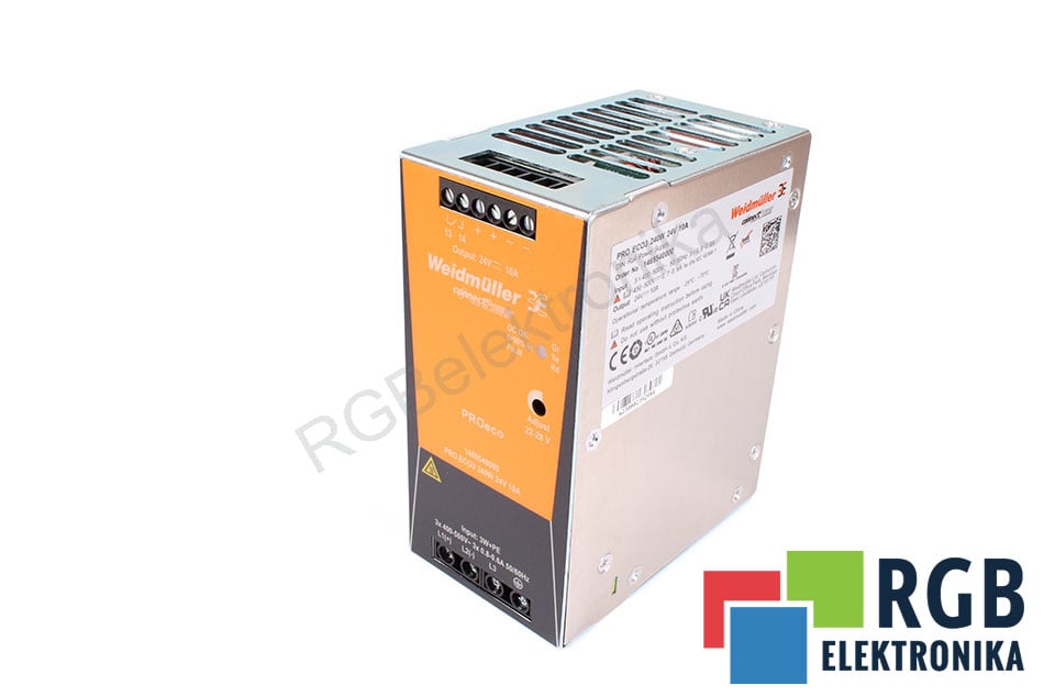 WEIDMULLER 1469540000 PRO ECO3 240W 24V 10A ZASILACZ 3 -F MONTAŻ NA SZYNIE DIN 240W 24 V DC 10A 320...575 V AC 