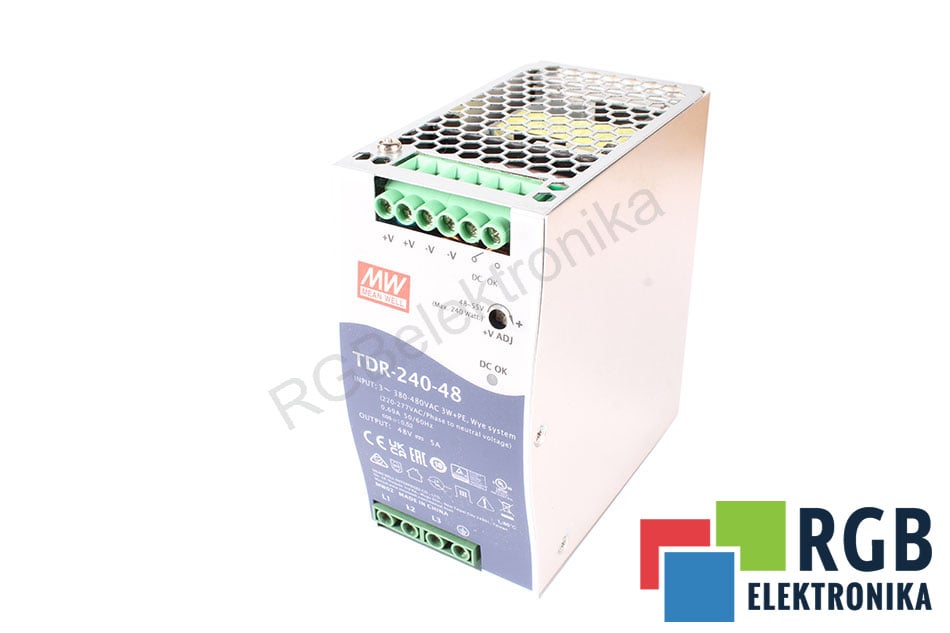 MEAN WELL TDR-240-48 ZASILACZ 48V 0.24 KW 3 -F MONTAŻ NA SZYNIE DIN 240W 48 V DC 5A 340...550 V AC 