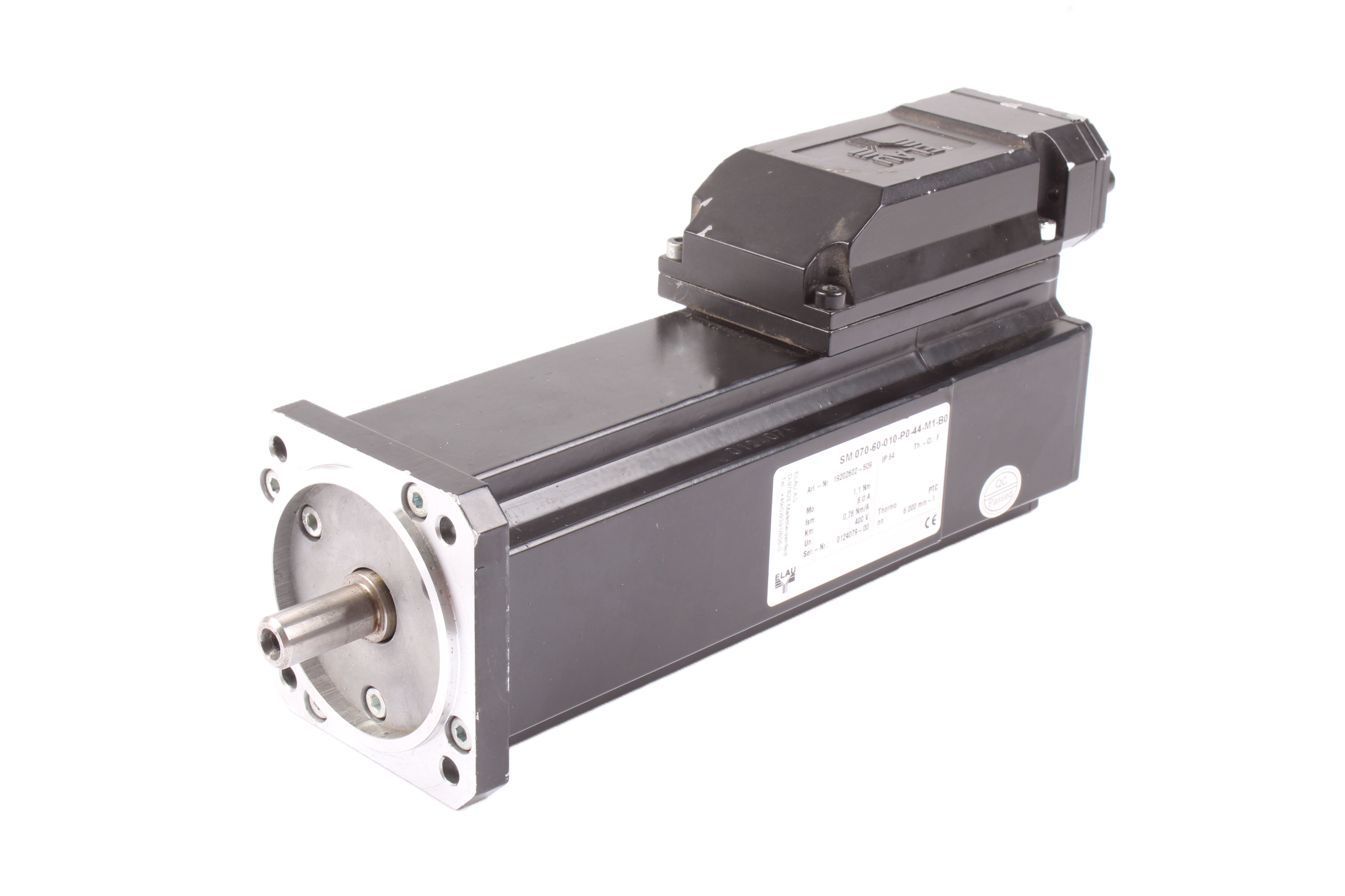 ELAU SM070-60-010-P0-44-M1-B0 SERVOMOTOR 440V 6000 OBR/MIN 6A 1.1 NM 