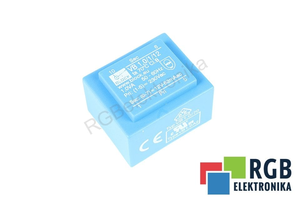 BLOCK VB1.0/1/12 PRI 230V SEC 12V TRANSFORMER 
