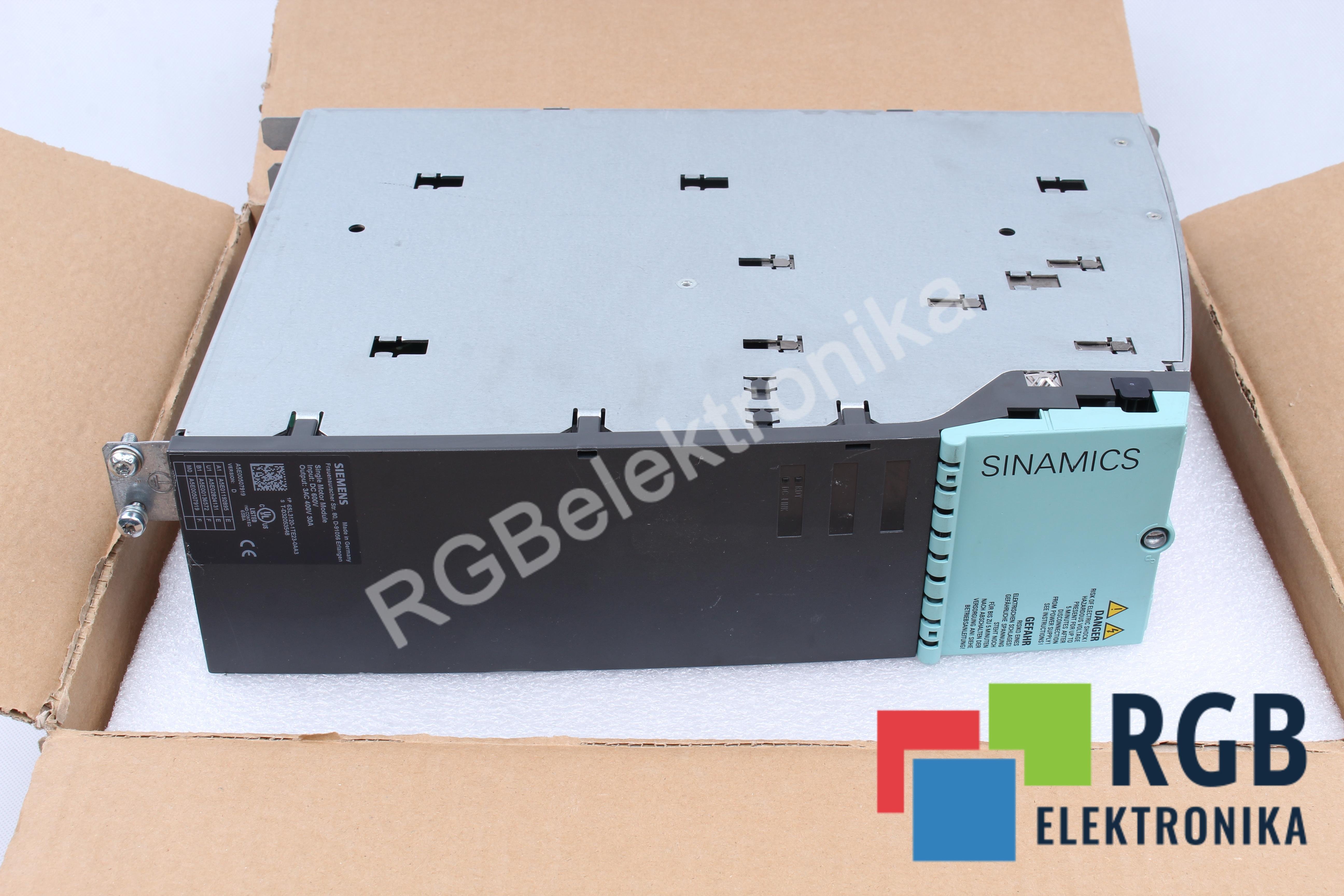 SIEMENS 6SL3120-1TE23-0AA3 VERSION D SINAMICS 30A 