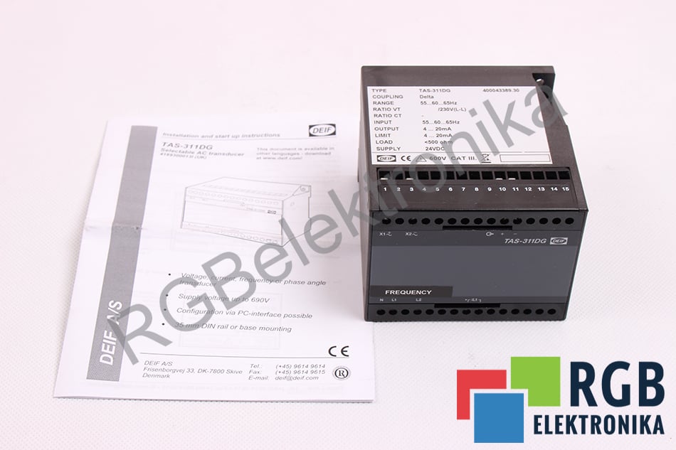 NOWY TAS-311DG 24VDC 4-20MA SELECTABLE AC TRANSDUCER DEIF