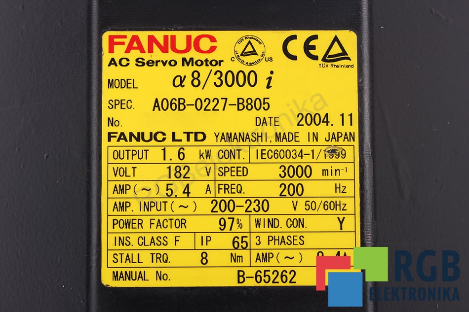HAMULEC SILNIKA a8/3000i A06B-0227-B805 1.6KW FANUC