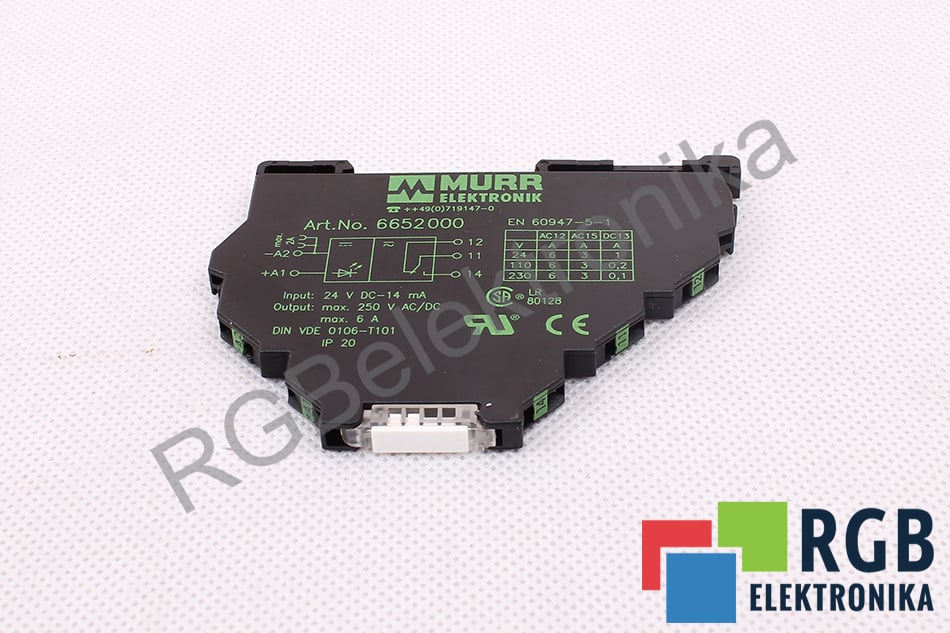 6652000 IN 24VDC 14MA OUT 250V 6A RELAY INTERFACE MURR ELEKTRONIK