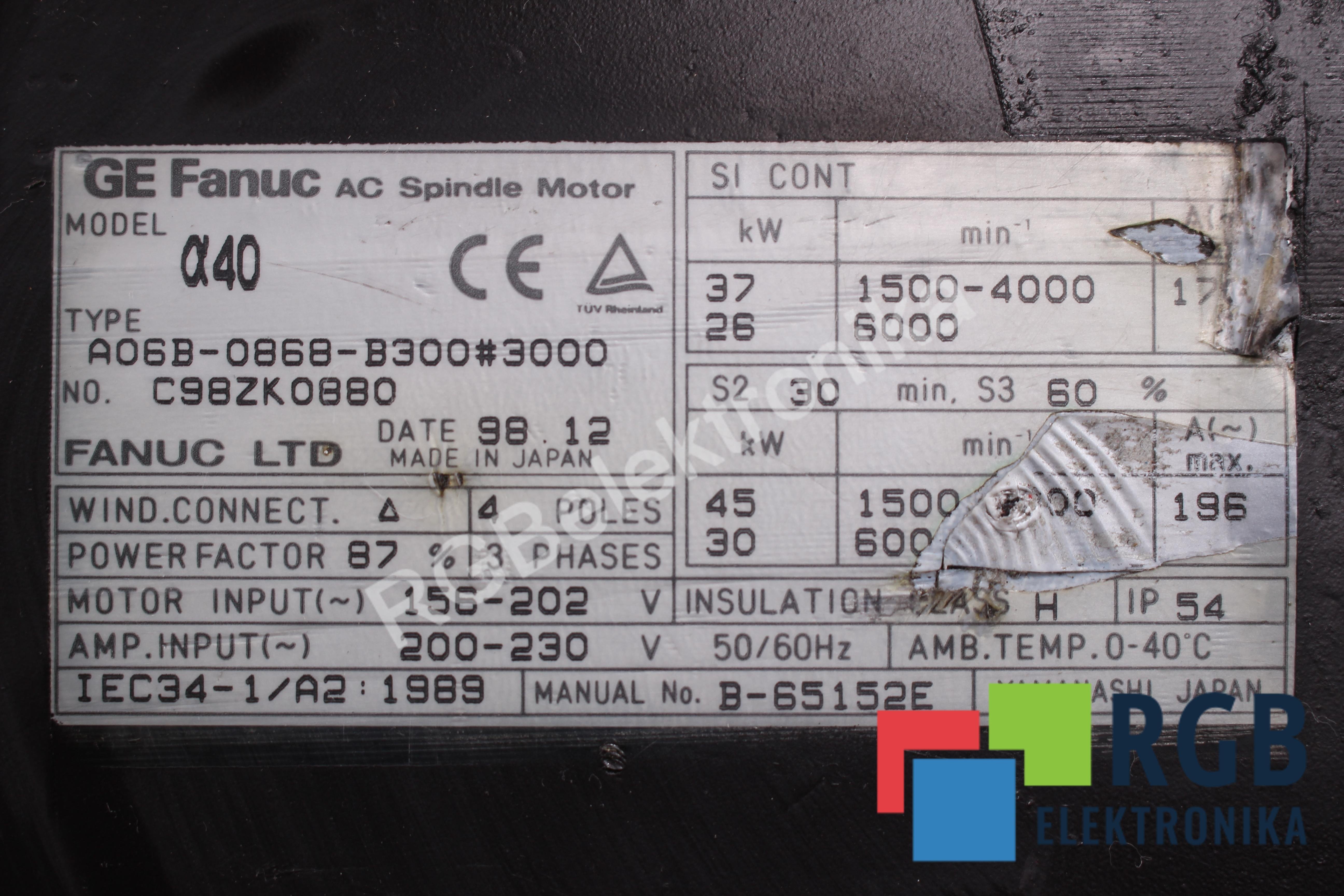 PRZEDNIA OBSADA SILNIKA A06B-0868-B300#3000 FANUC