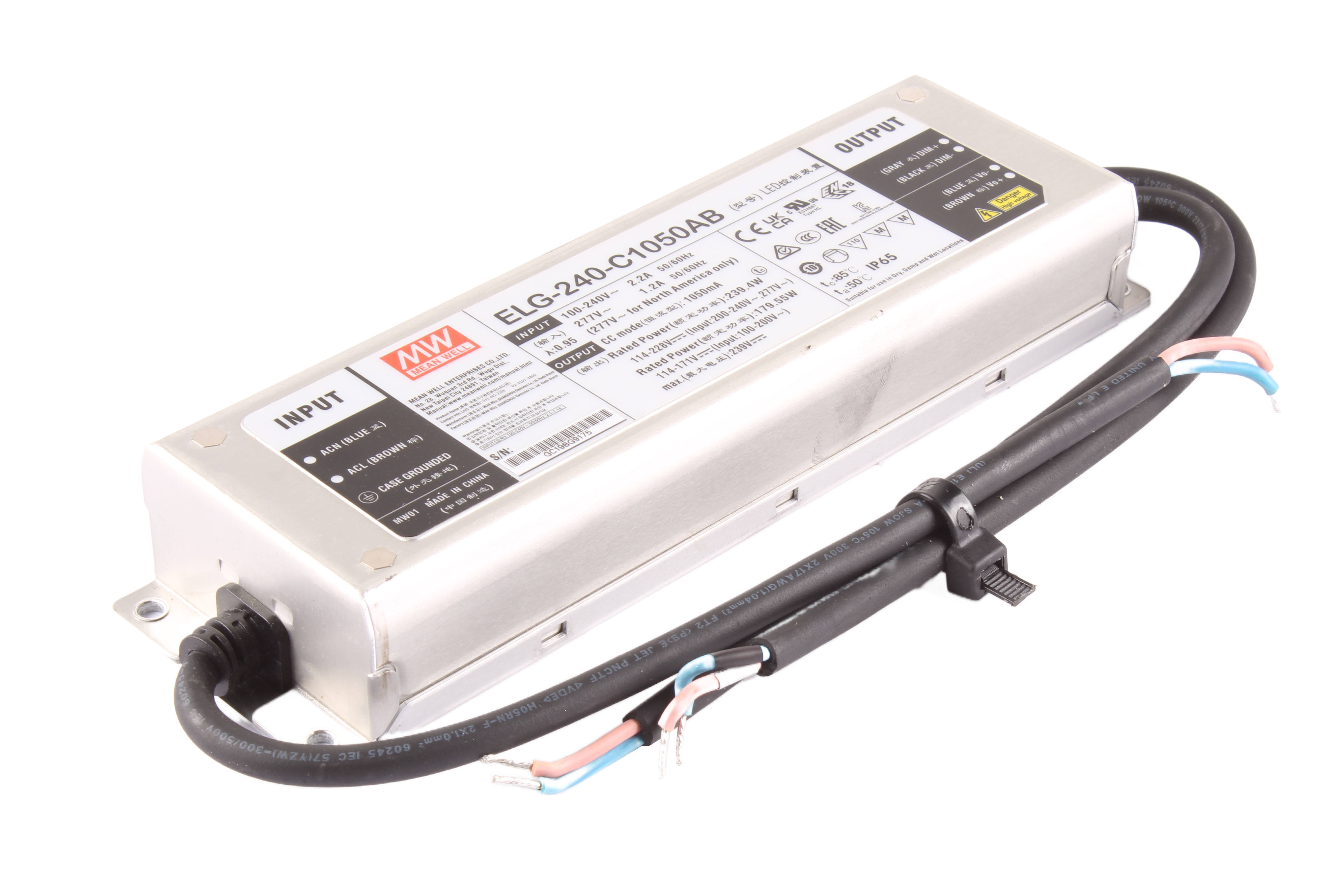 MEAN WELL ELG-240-C1050AB POWER SUPPLY 0.24 KW 114-228 V DC 