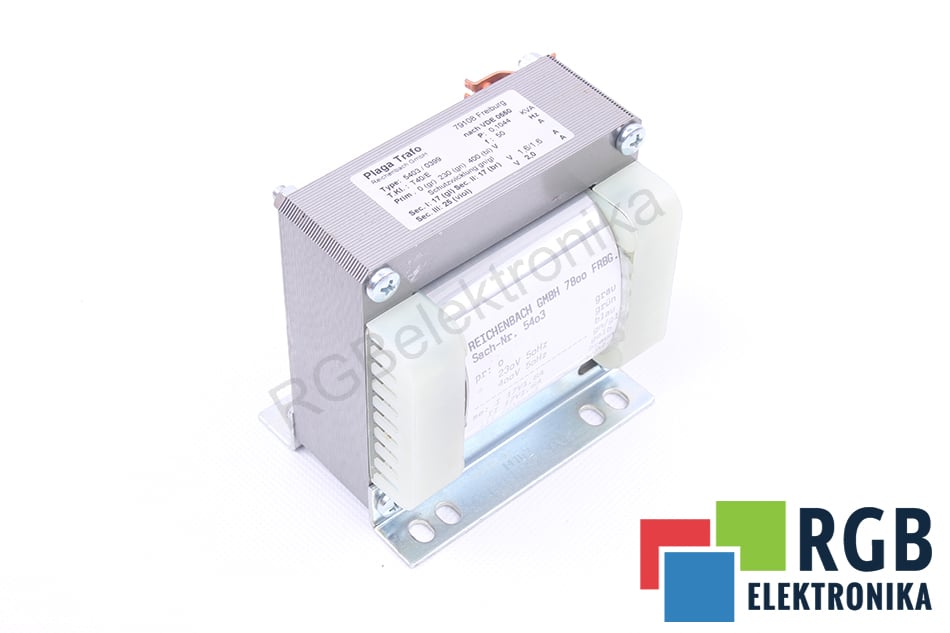 PLAGA TRAFO 5403/0399 0.1044KVA PRI 230/400V SEC 17V 1.6A 25V 2A REICHENBACH