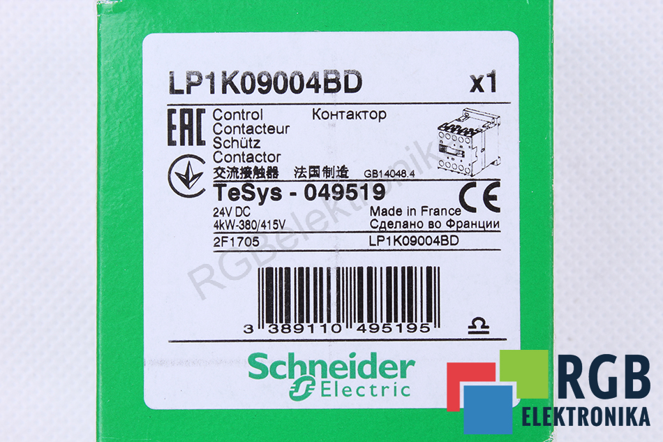 NOWY STYCZNIK LP1K09004BD SZYNA DIN 690VAC 4PST-NO SCHNEIDER ELECTRIC
