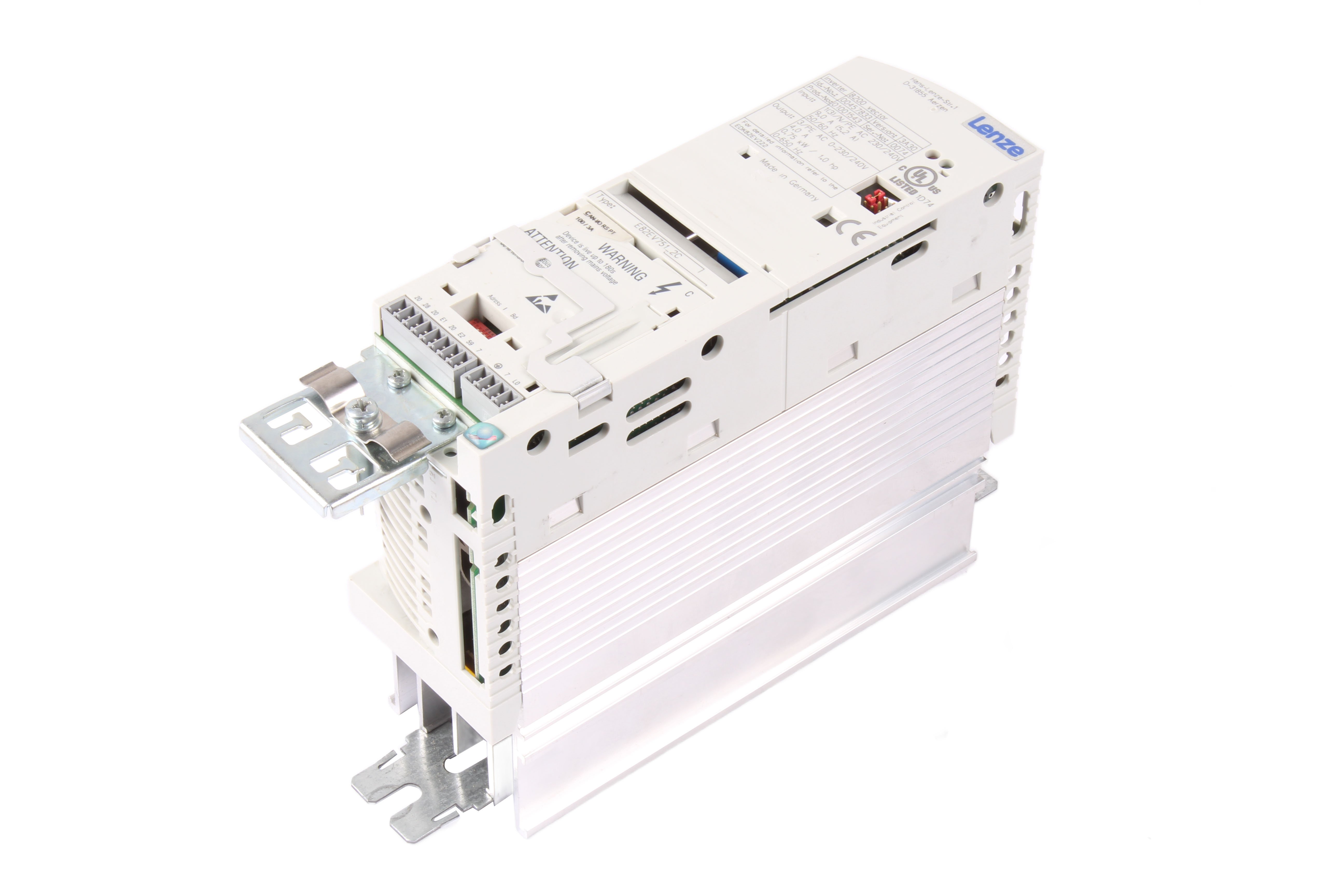 LENZE E82EV751_2C 8200 VECTOR ID.NO.:00457833 CAN-I/O RS PT 8200 VECTOR 0.75 KW 240V 4A 3 -F 650 HZ 