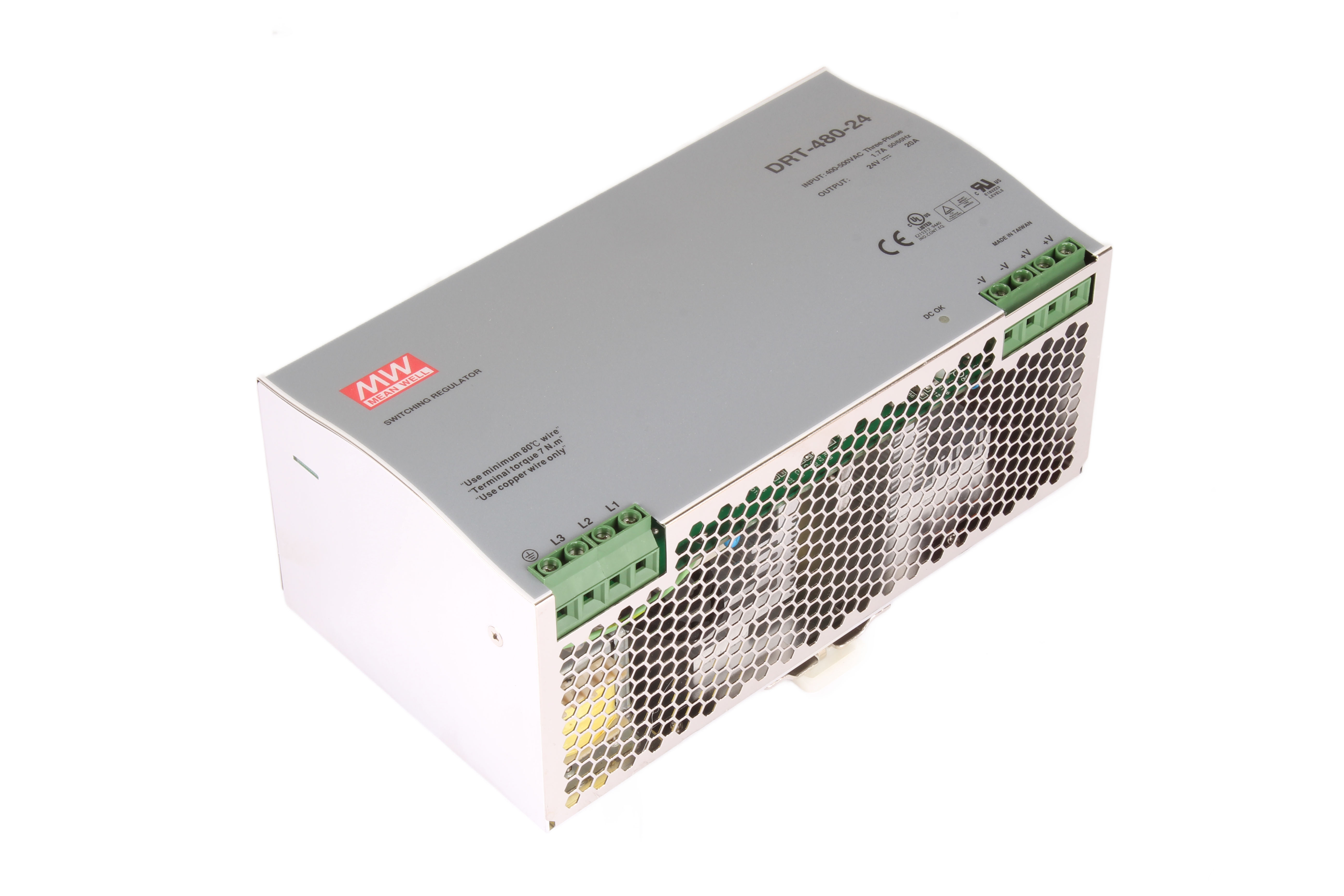 MEAN WELL DRT-480-24 BLOC DALIMENTATION 500V 1.7A 3 -F 24 V DC 20A 