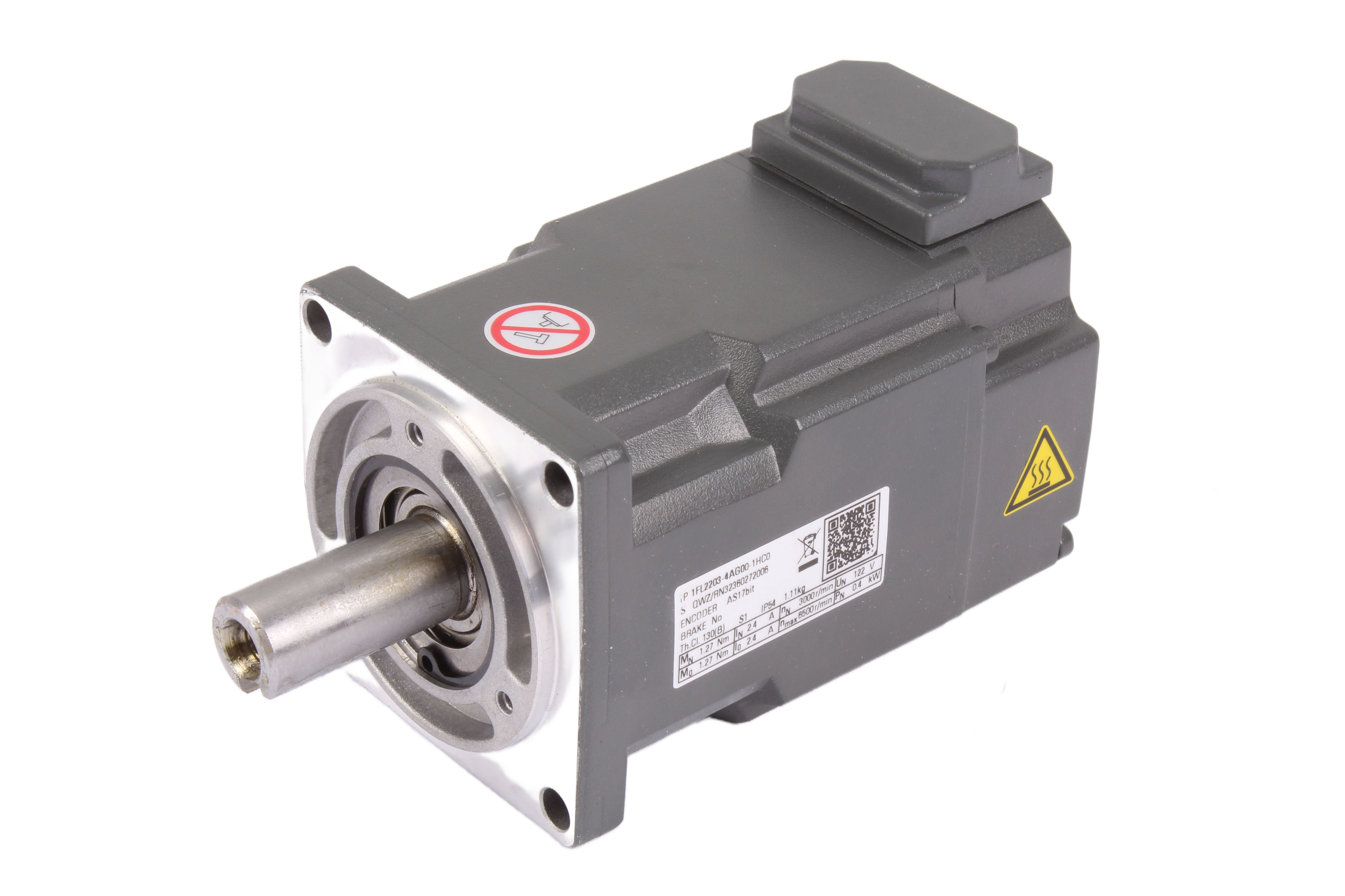 SIEMENS 1FL2203-4AG00-1HC0 SERVOMOTOR 122V 0.4 KW 3000 OBR/MIN 2.4A 1.27 NM 6500 OBR/MIN 