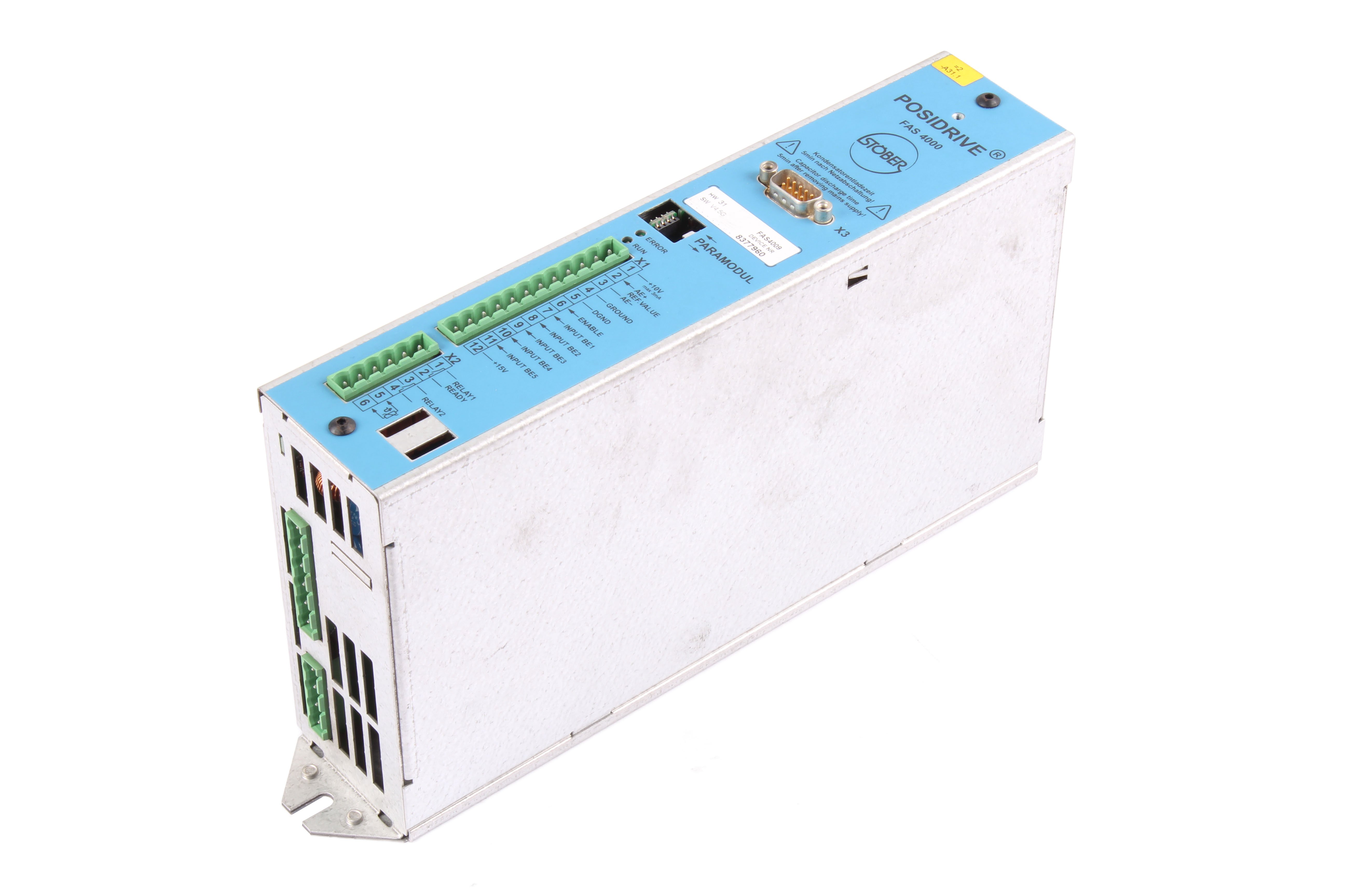 STOBER FAS4009 FAS4000 POSIDRIVE 43667 FAS4000 POSIDRIVE 0.37 KW 480V 1.3A 3 -F 0-200 HZ 400/480VV 