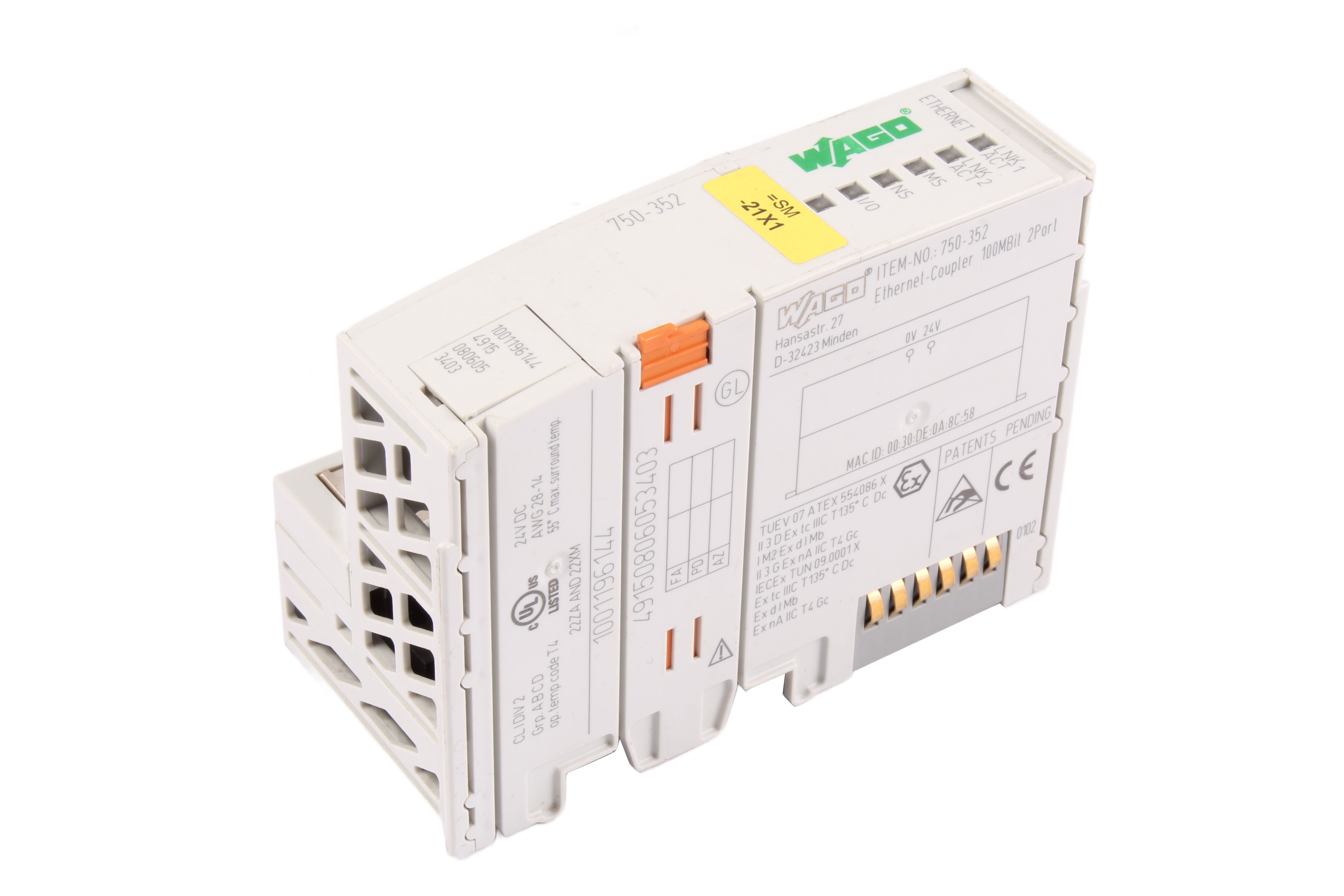 WAGO 750-352 ETHERNET COUPLER 100MBIT 2PORT EXPANSION MODULE 