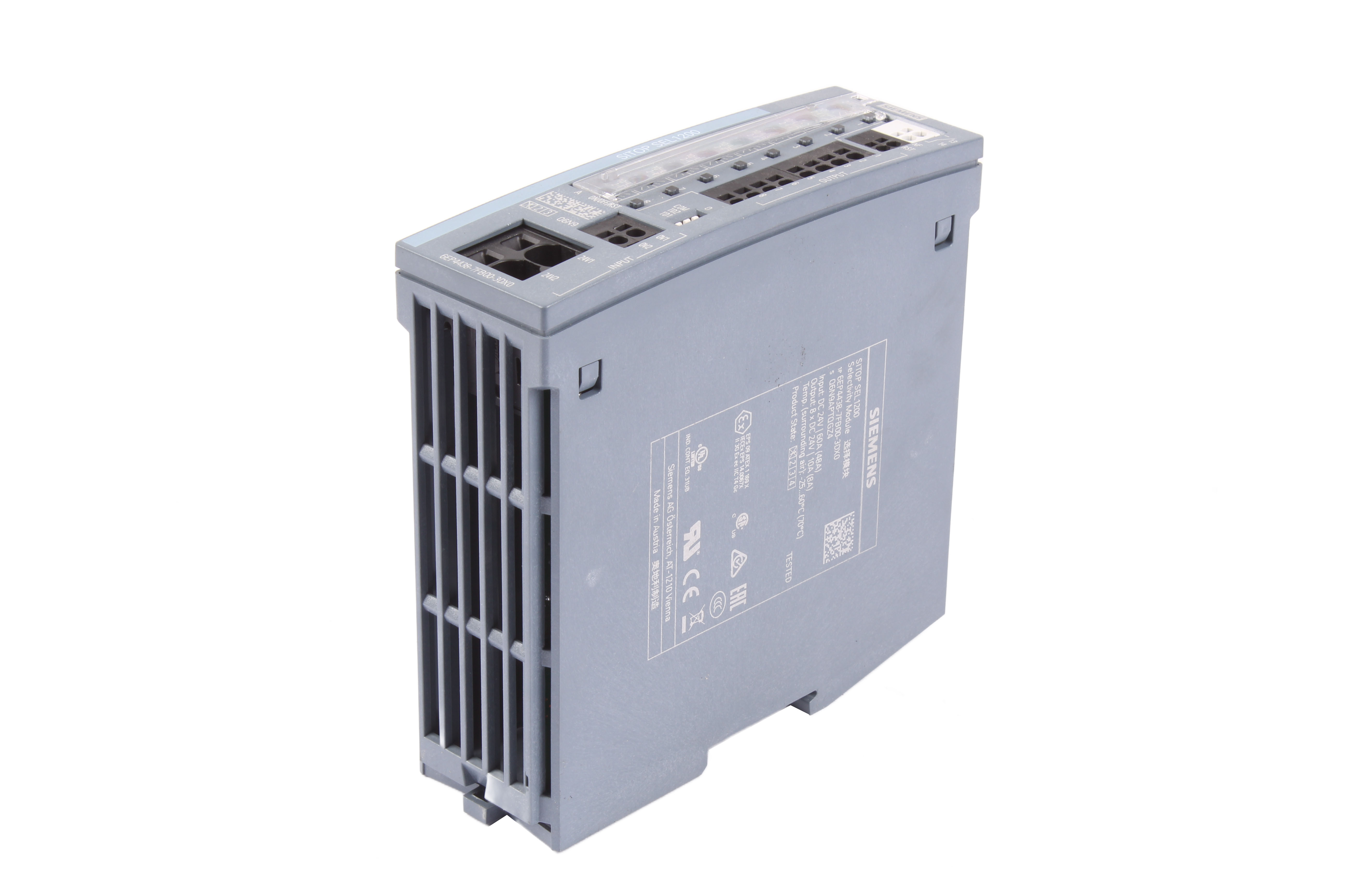 SIEMENS 6EP4438-7FB00-3DX0 SITOP SEL1200 ALIMENTATORE 1 -F MONTAŻ NA SZYNIE DIN 24 V DC 8A 24 V AC 